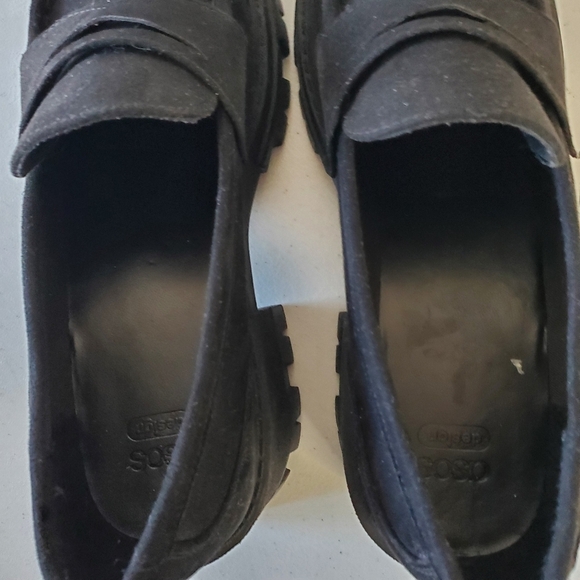 Asos Design Script Loafers Size 10 Lug Sole Chunky Black Slip-on Shoes Academia - Picture 9 of 15